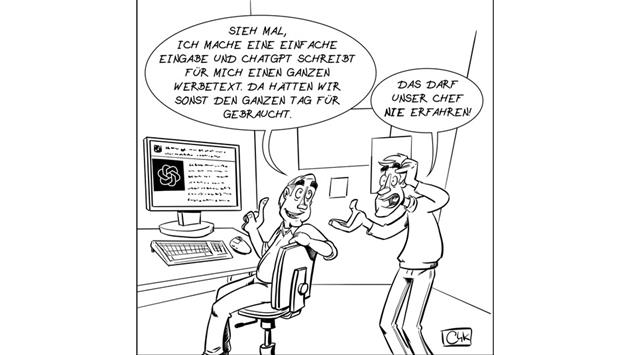 Cartoon aus: Baker, P. ChatGPT für Dummies Erfolgreich mit KI - Künstliche Intelligenz verstehen und einfach nutzen Reihe: ...für Dummies 3. Auflage 2026. 272 Seiten.