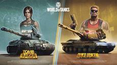 Die Gaming-Legenden Lara Croft und Duke Nukem schlie&szlig;en sich World of Tanks in einem Battle Pass-Special an